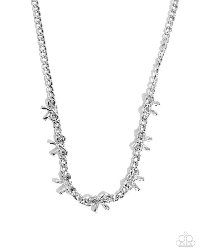 five-dollar-jewelry-bow-the-knee-silver-necklace-paparazzi-accessories