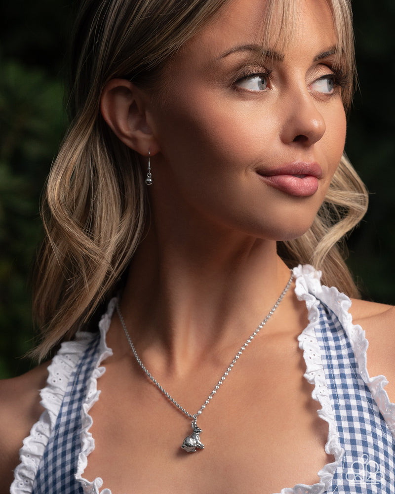 Dont Worry, Be HOPPY - Silver Necklace - Paparazzi Accessories