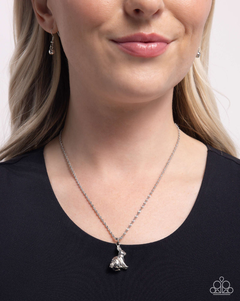 Dont Worry, Be HOPPY - Silver Necklace - Paparazzi Accessories