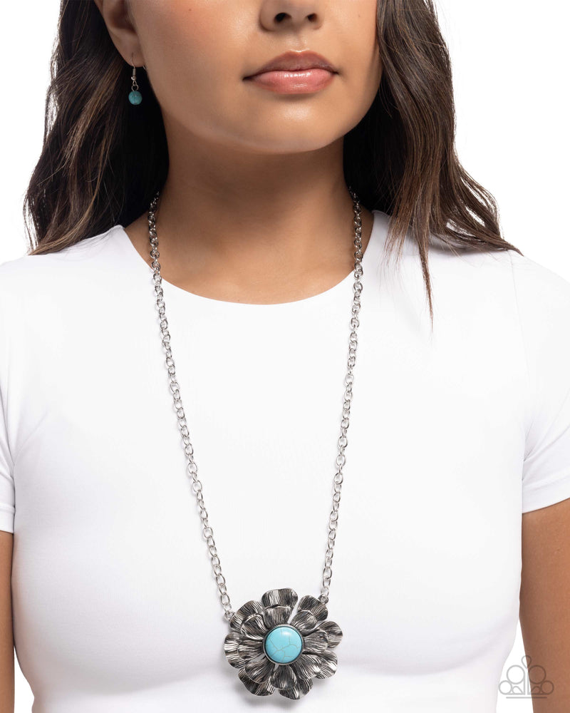Floral Form - Blue Necklace - Paparazzi Accessories