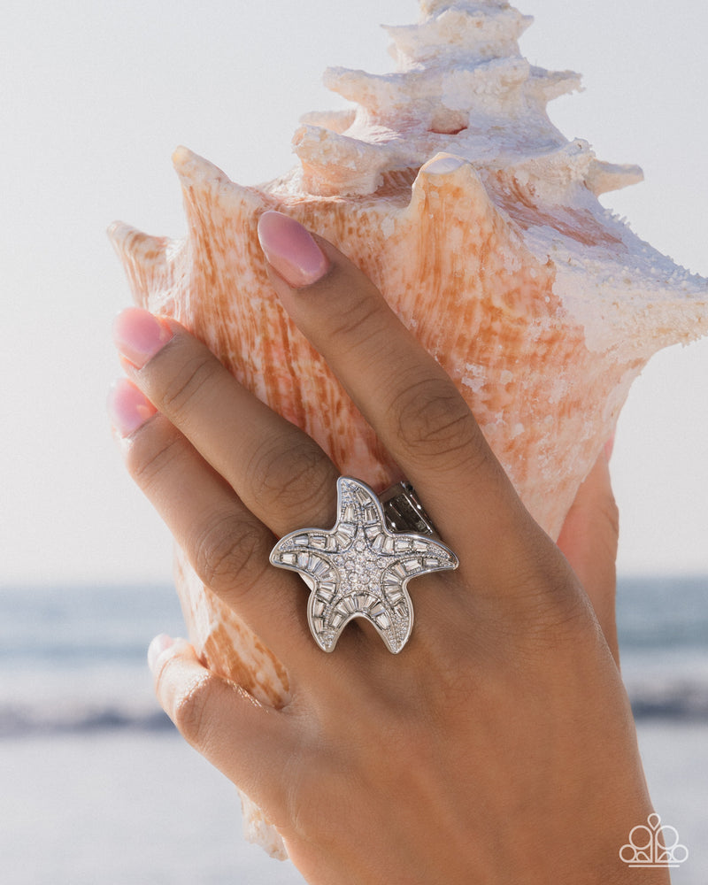 Starfish Scope - White Ring - Paparazzi Accessories