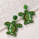 Turtle Tapestry - Green Post Earrings - Paparazzi Accessories