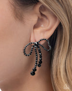 Black Tie Bow - Black Post Earrings - Paparazzi Accessories