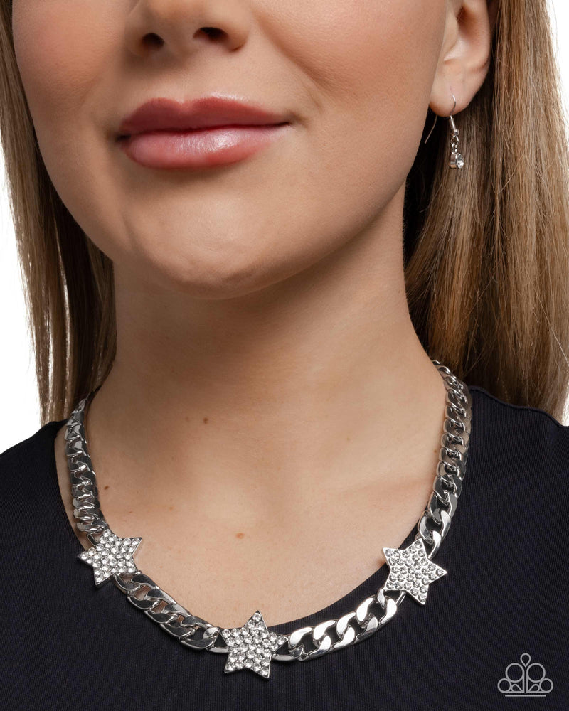 Uncle Sam Stars - White Necklace - Paparazzi Accessories