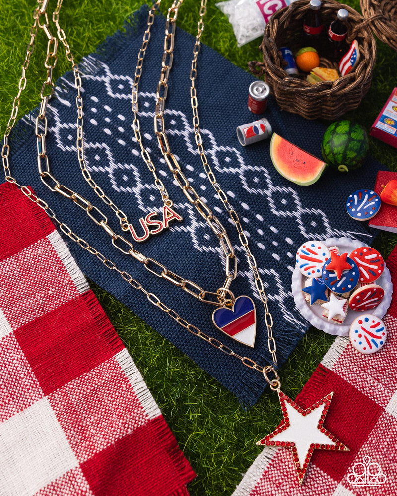 Unforgettable USA - Gold Necklace - Paparazzi Accessories