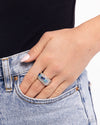 Laid-Back Linear - Blue Ring - Paparazzi Accessories