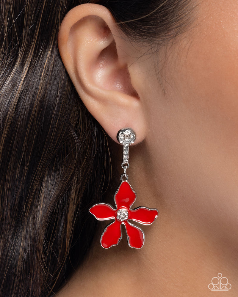 Floral Fleet - Red Post Earrings - Paparazzi Accessories