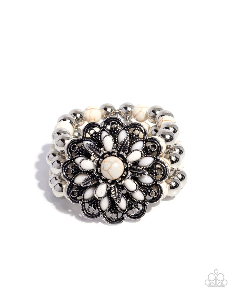 five-dollar-jewelry-floral-figment-white-bracelet-paparazzi-accessories