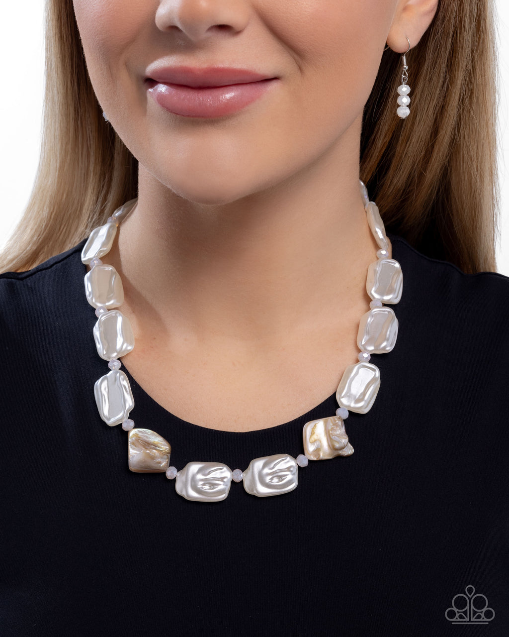 Crimped Collage - White Necklace - Paparazzi Accessories