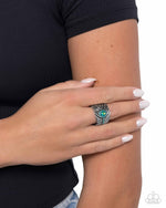 Feathered Fact - Green Ring - Paparazzi Accessories