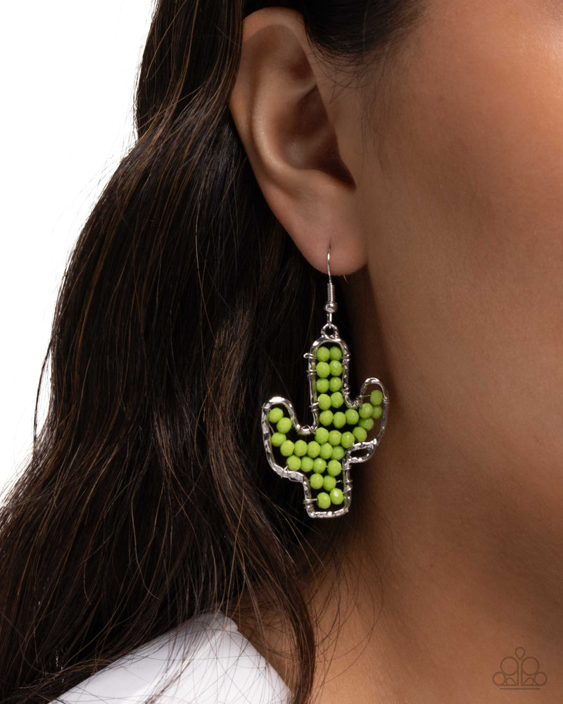 Cactus Catwalk - Green Earrings - Paparazzi Accessories