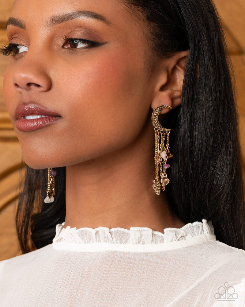 Crescent Call - Purple Post Earrings - Paparazzi Accessories
