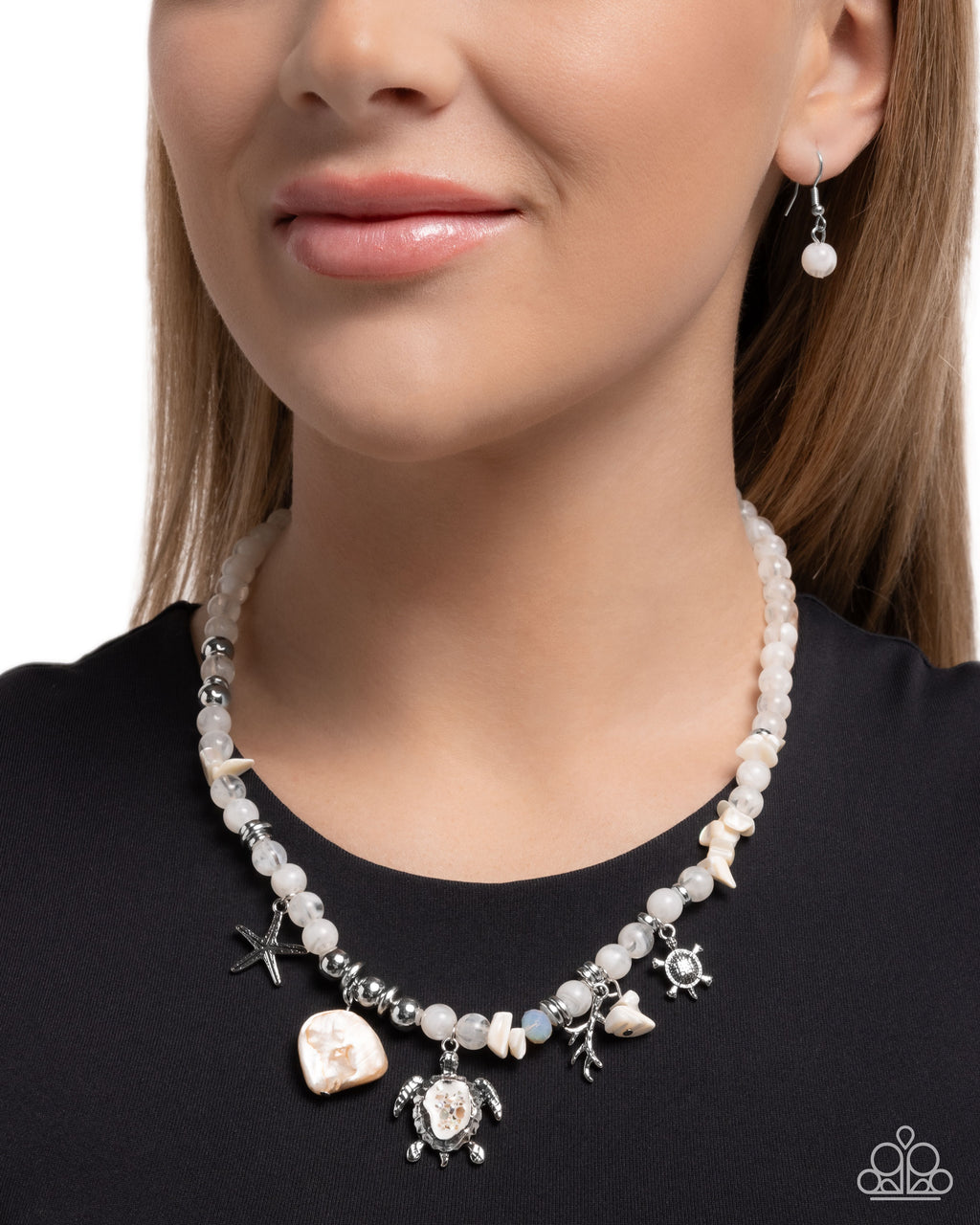 Operation Ocean - White Necklace - Paparazzi Accessories