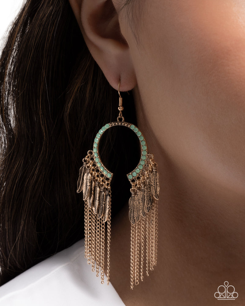 Free-Spirited Fringe - Green Earrings - Paparazzi Accessories