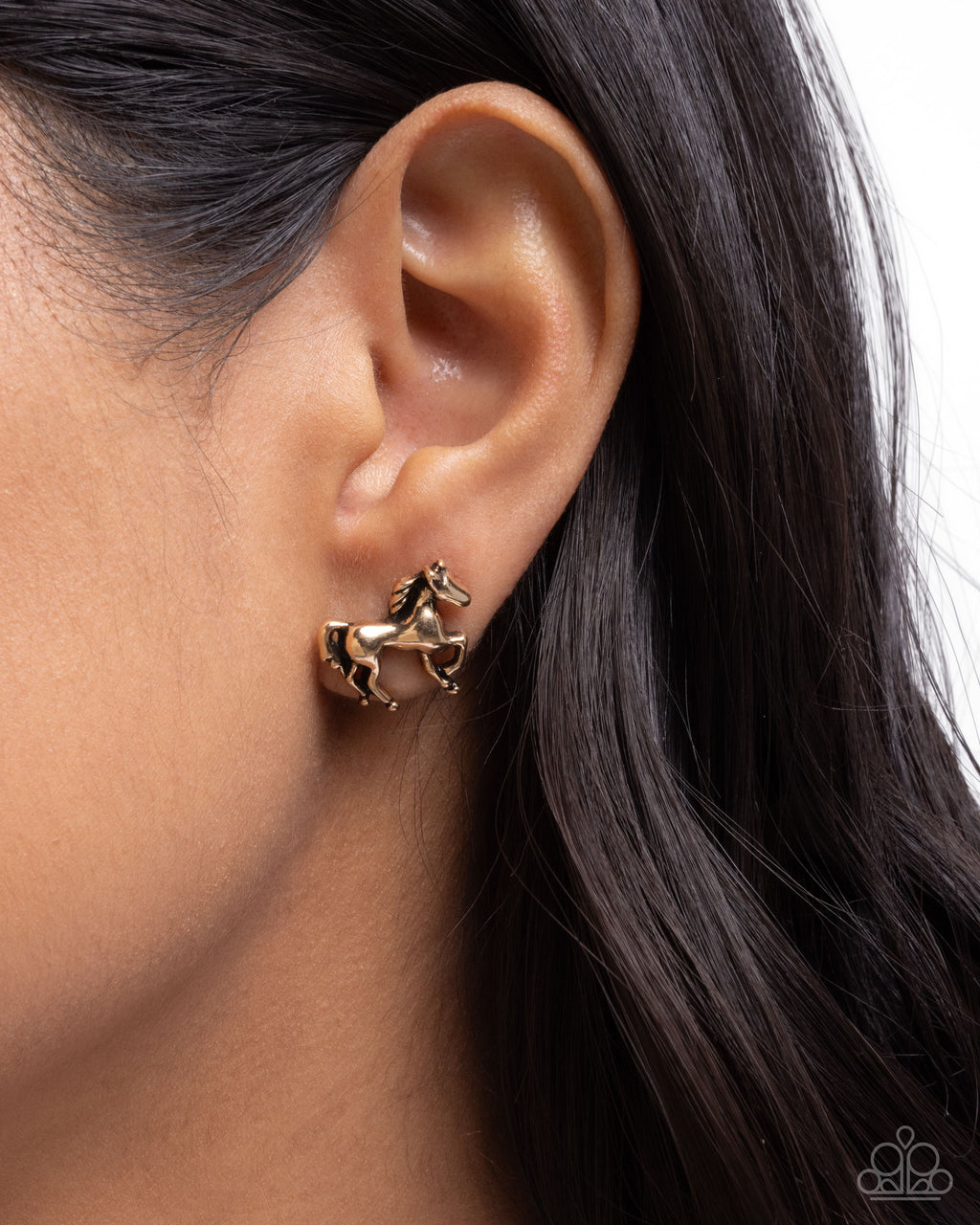 Stallion Selfie - Gold Post Earrings - Paparazzi Accessories
