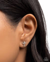 Sacred Shimmer - White Cross Earrings - Paparazzi Accessories