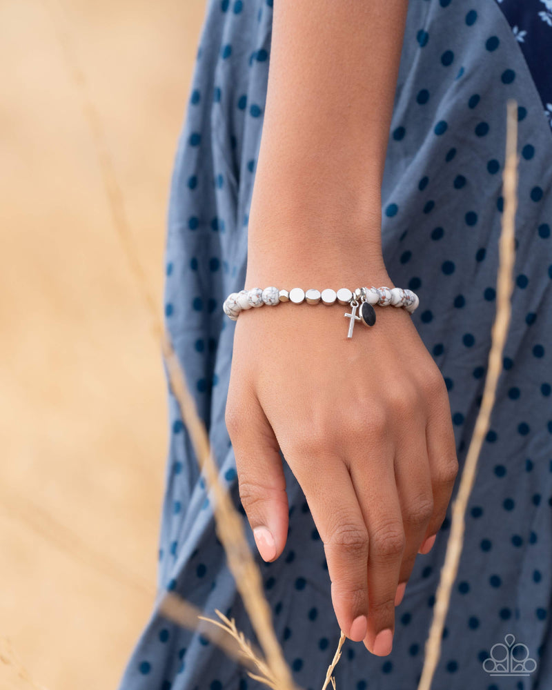 Devout Debut - White Bracelet - Paparazzi Accessories