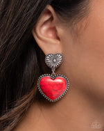 Rustic Reinvention - Red Post Earrings - Paparazzi Accessories