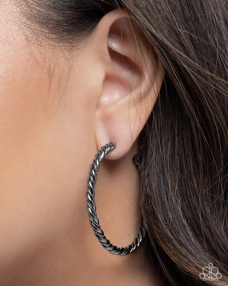 Coiled Class - Black Earrings - Paparazzi Accessories