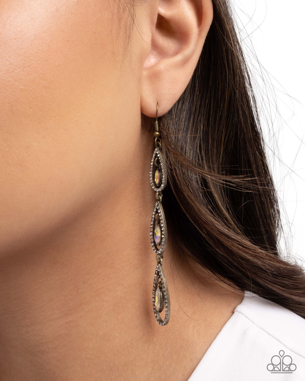 Teardrop Tenure - Brass Earrings - Paparazzi Accessories