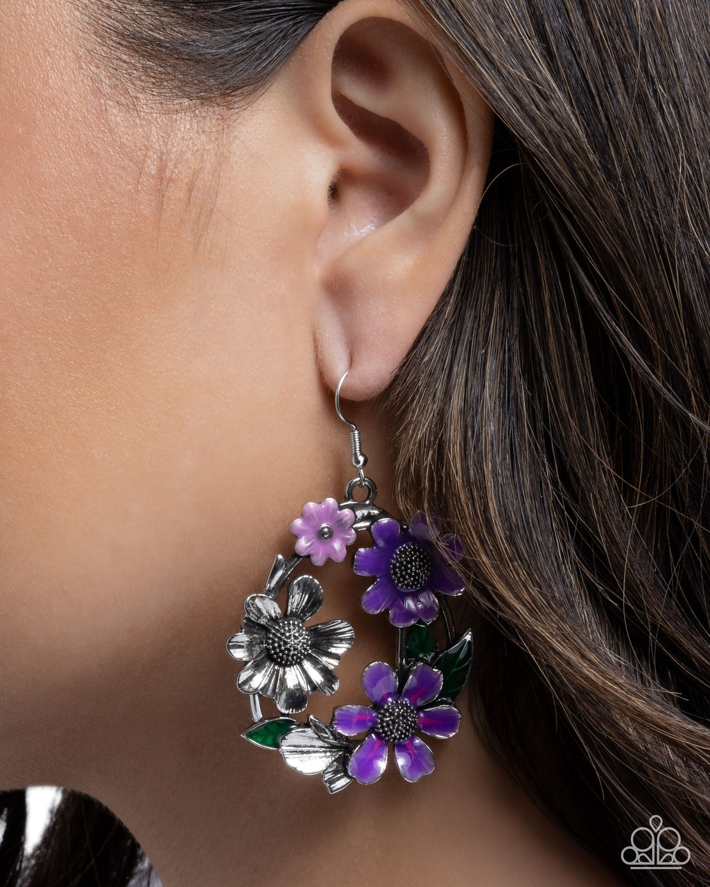 Wreathed Weekday - Purple Earrings - Paparazzi Accessories