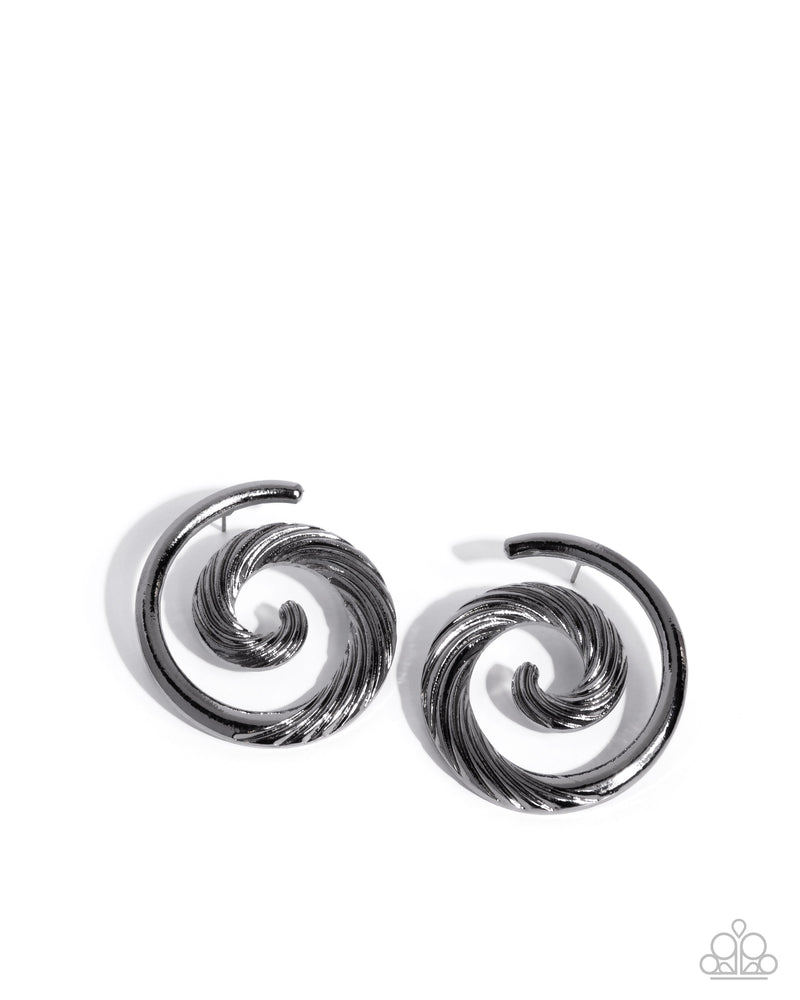 five-dollar-jewelry-spiral-silhouette-black-post earrings-paparazzi-accessories