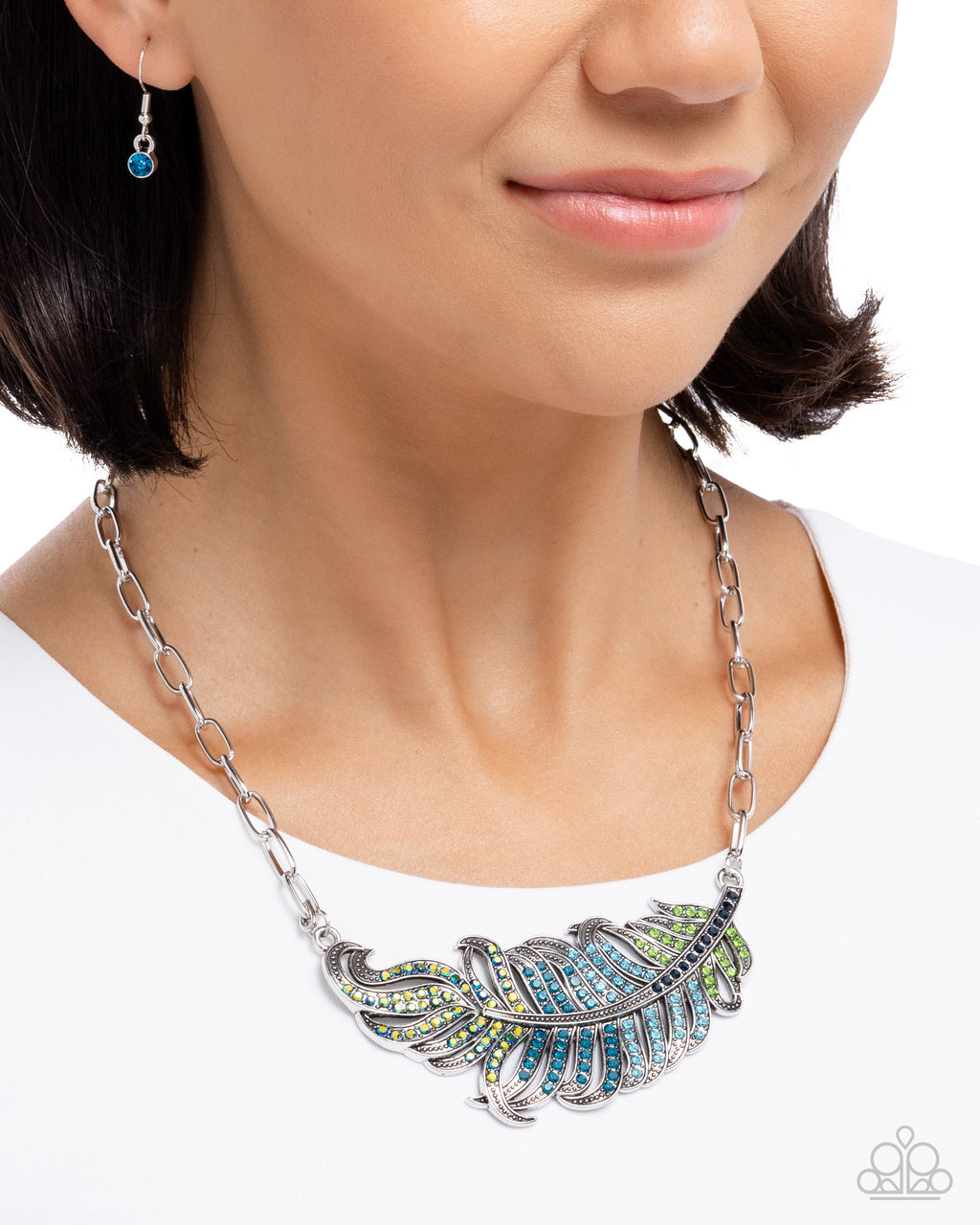 Fancy Feather - Blue Necklace - Paparazzi Accessories
