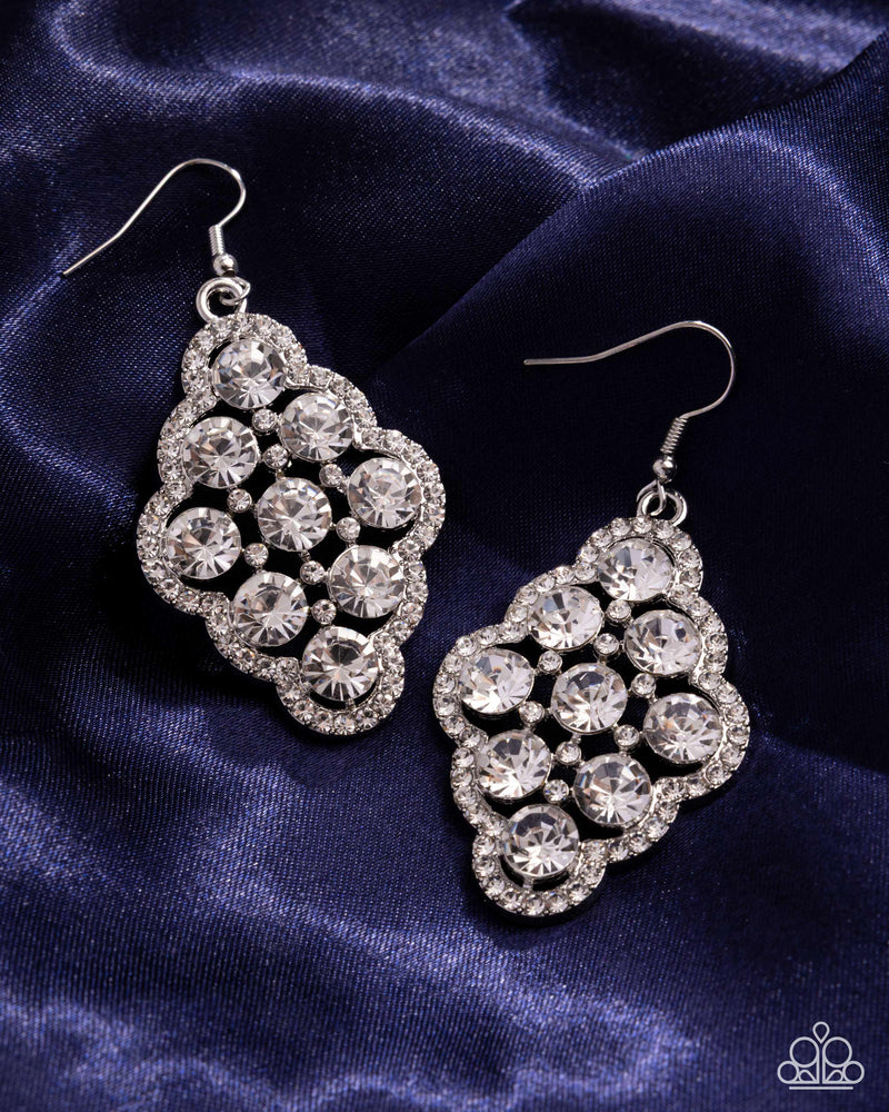 Scalloped Shimmer - White Earrings - Paparazzi Accessories