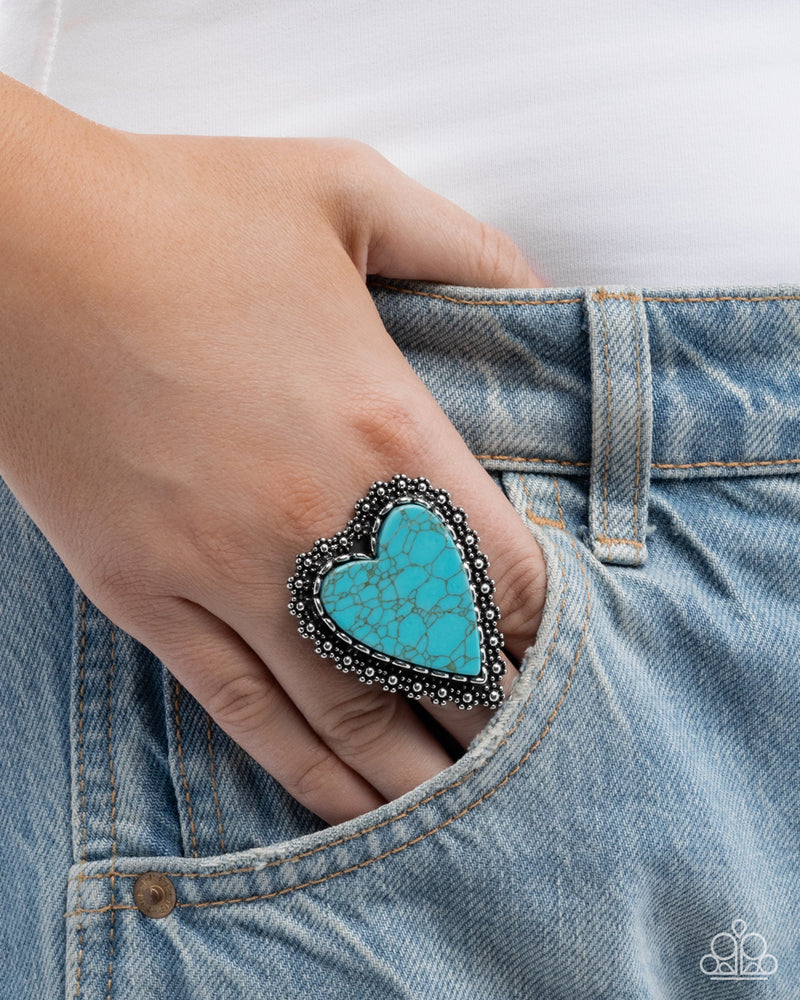 Affectionate Allegiance - Blue Ring - Paparazzi Accessories