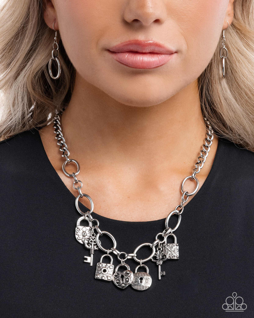 Padlock Pairing - Silver Necklace - Paparazzi Accessories