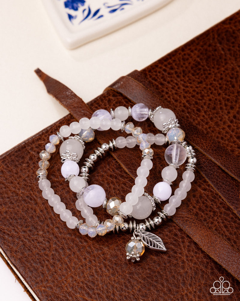 Leafy Lounge - White Bracelet - Paparazzi Accessories