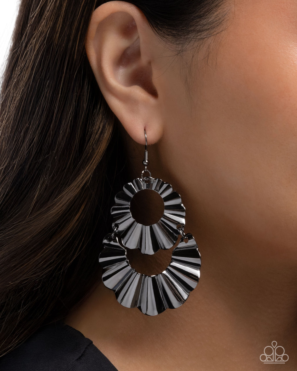 Crimped Consistency - Black Earrings - Paparazzi Accessories