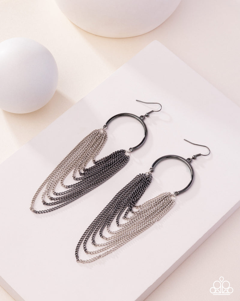 Focused Fringe - Black Earrings - Paparazzi Accessories