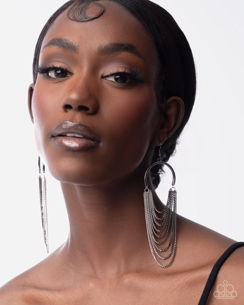 Focused Fringe - Black Earrings - Paparazzi Accessories