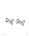 eight-dollar-jewelry-bow-the-line-silver-post earrings-paparazzi-accessories
