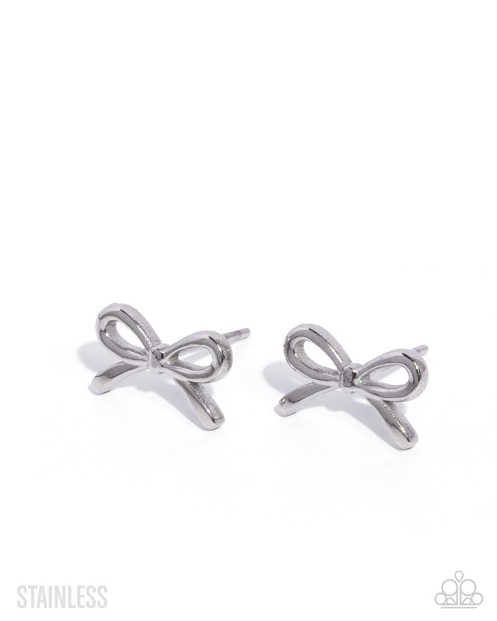 eight-dollar-jewelry-bow-the-line-silver-post earrings-paparazzi-accessories