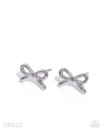 eight-dollar-jewelry-bow-the-line-silver-post earrings-paparazzi-accessories