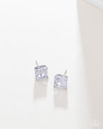GLOW Time - White Post Earrings - Paparazzi Accessories