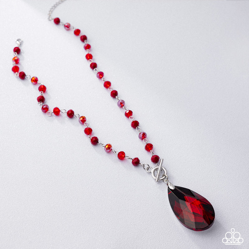 Teardrop Tale - Red Necklace - Paparazzi Accessories