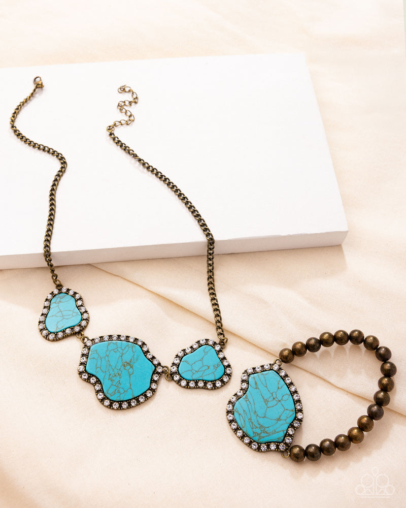 Complete Look - Turquoise/Brass Set - Paparazzi Accessories