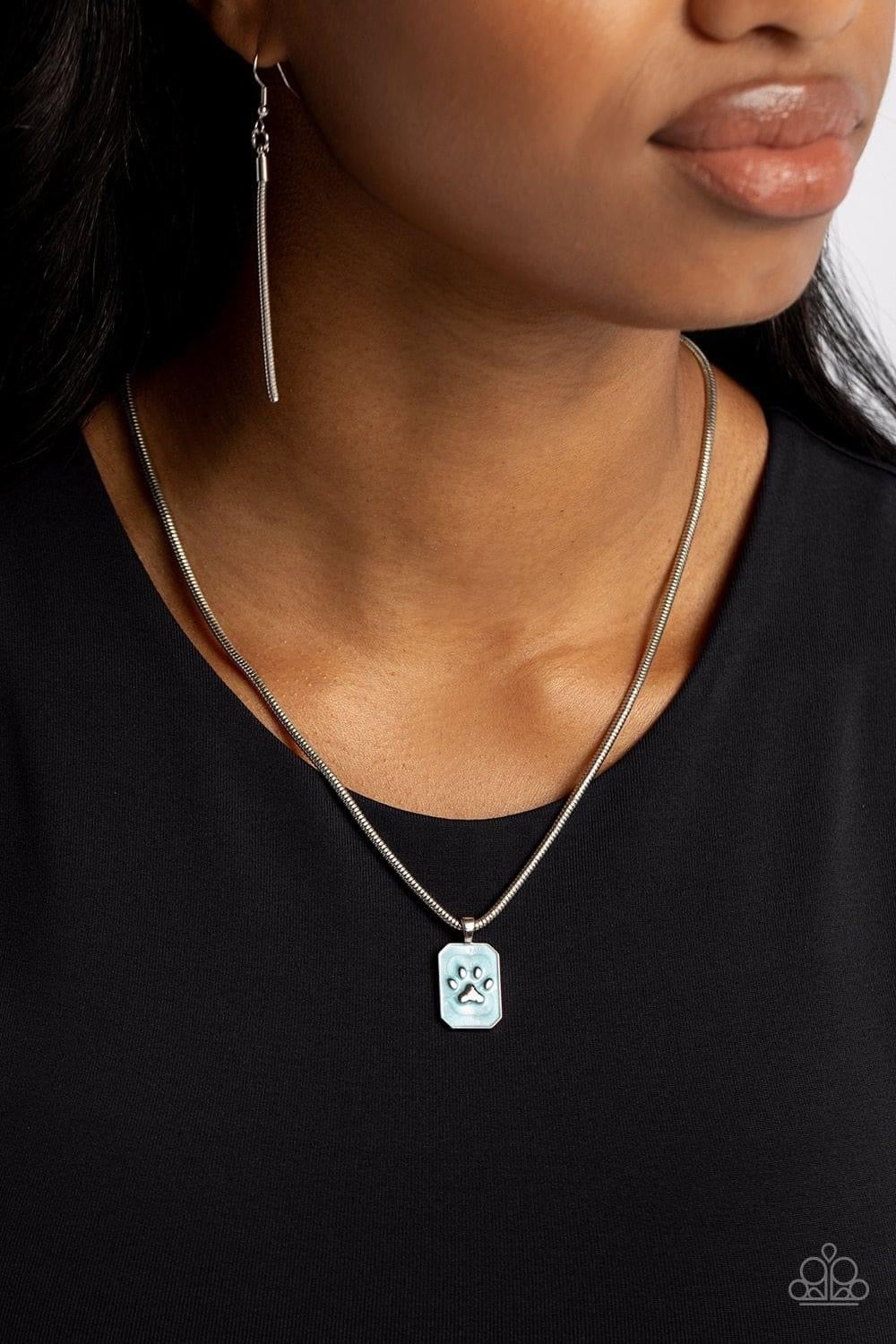 PAW to the Line - Blue Necklace - Paparazzi Accessories