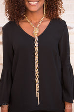 SCARFed for Attention - Gold Necklace - Paparazzi Accessories