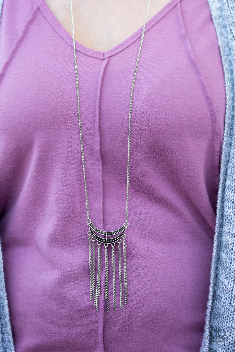 Mayan Moon - Silver Necklace - Paparazzi Accessories