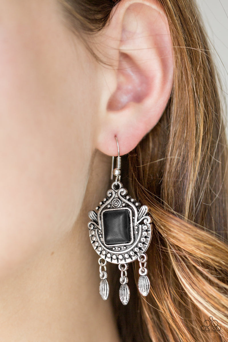 Open Pastures - Black Earrings - Paparazzi Accessories