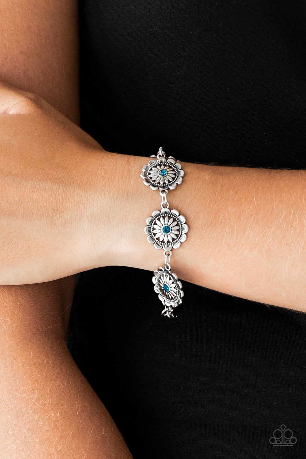 Funky Flower Child - Blue Bracelet - Paparazzi Accessories