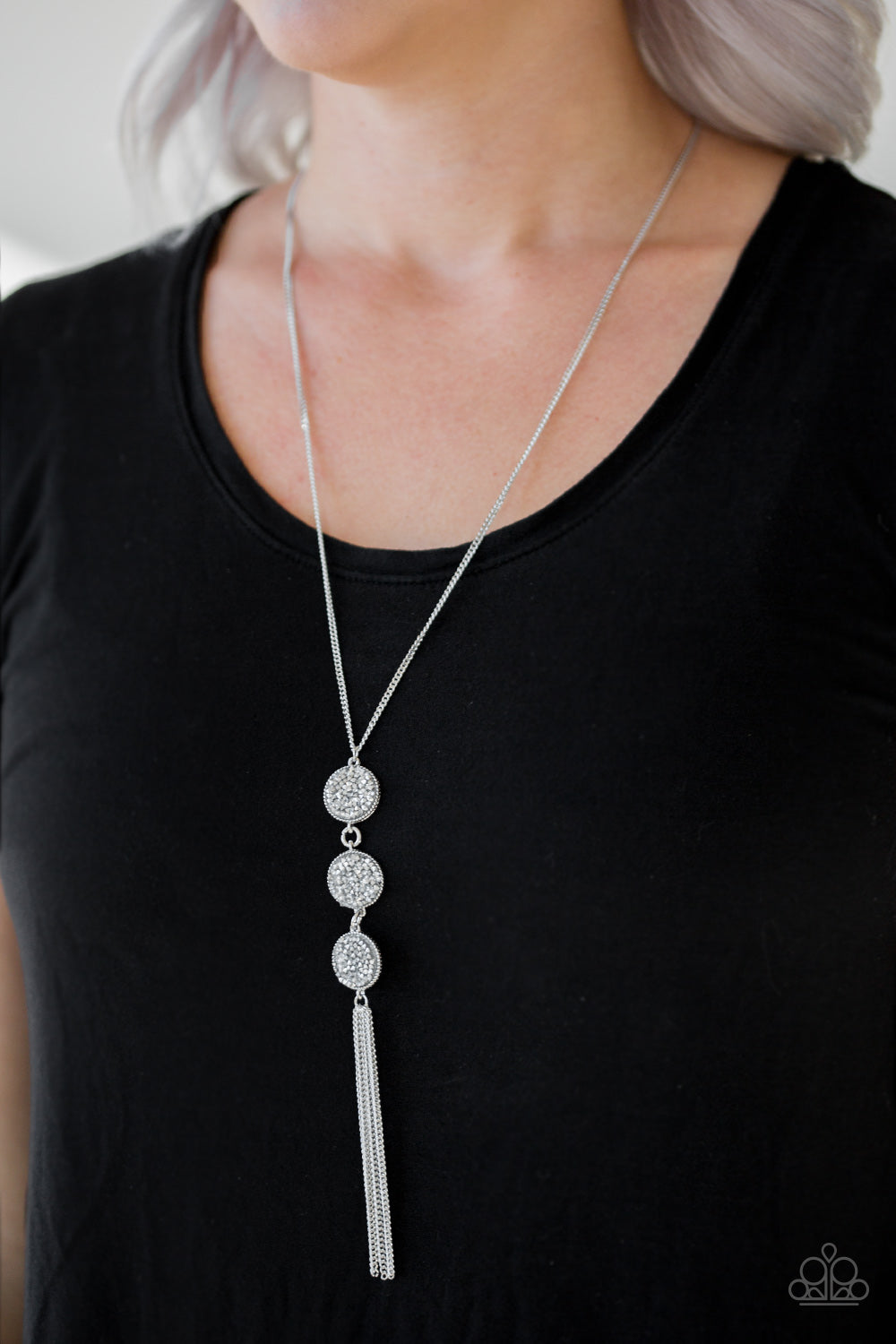 Triple Shimmer - White Necklace - Paparazzi Accessories
