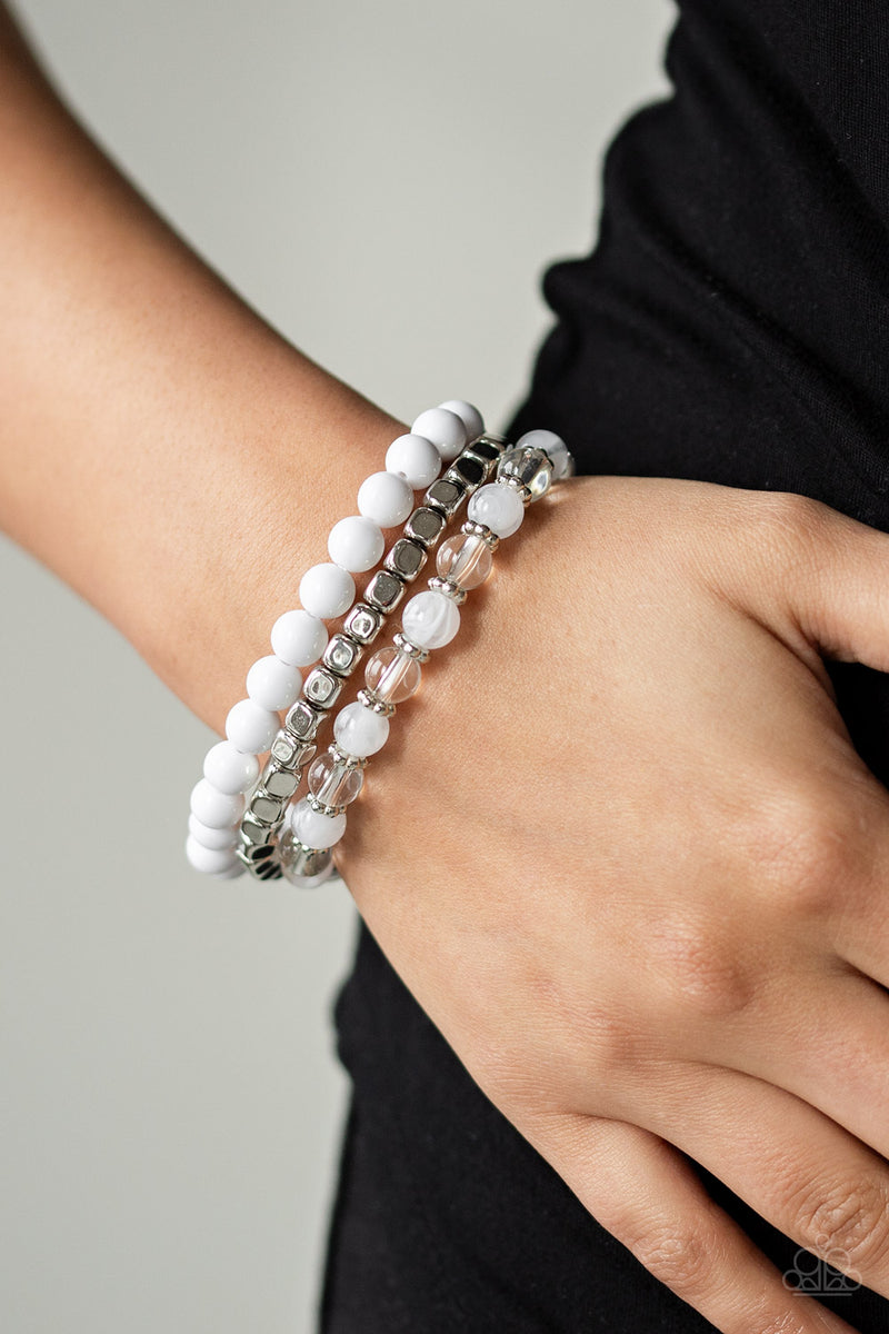 Globetrotter Glam - White Bracelet - Paparazzi Accessories