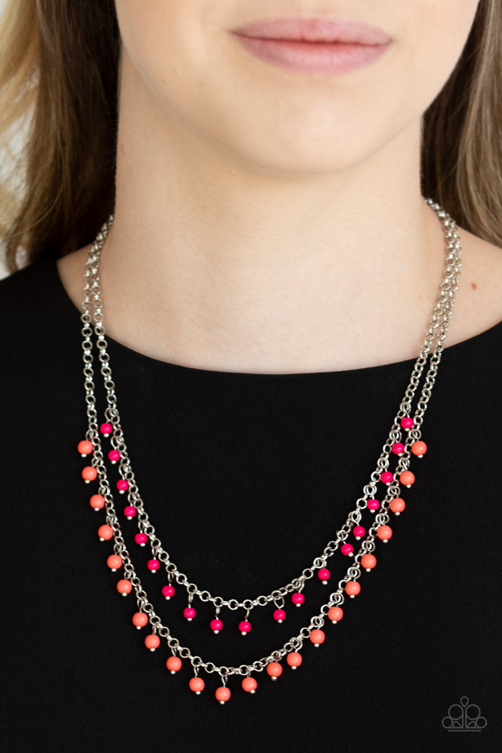 Dainty Distraction - Orange Necklace - Paparazzi Accessories
