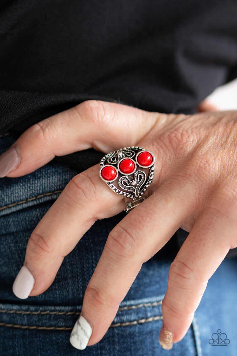 Triple Whammy - Red Ring - Paparazzi Accessories
