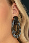 The HAUTE Zone - Black Post Earrings - Paparazzi Accessories